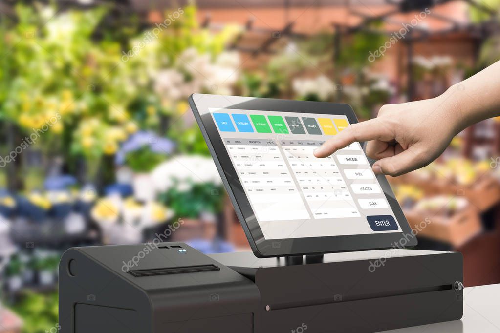 Monitor con software gestionale collegato al punto cassa