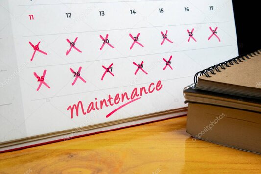 Calendario con appuntamenti di manutenzione programmata evidenziati