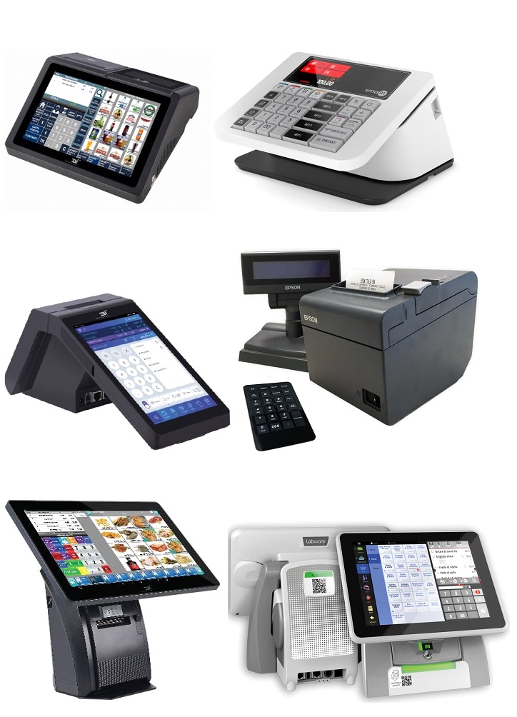Registratore telematico moderno su banco cassa